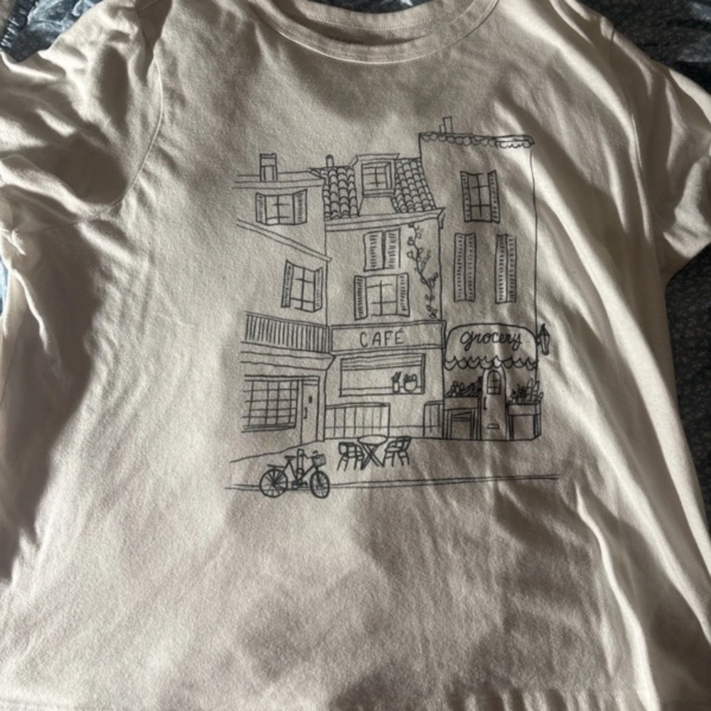 Old Navy Tan Short Sleeve Tee Architectural Design